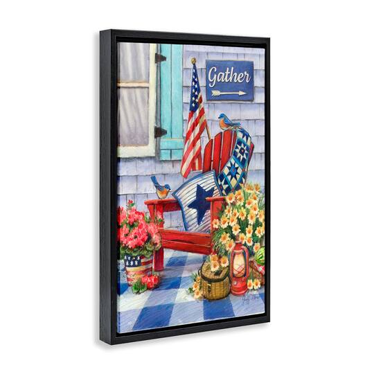 Stupell Industries Patriotic Porch View Floater Framed Art